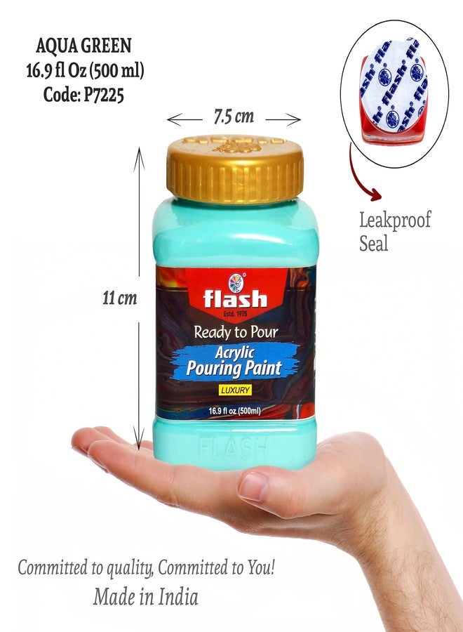 Flash Acrylic Ready to Pour Pouring Paint/Fluid Acrylic 500ml / 16 fl oz Pre-Mixed Water-Based - for Canvas, Wood, Paper, Crafts, Tile, Rocks and More… (Aqua Green) - Image 2